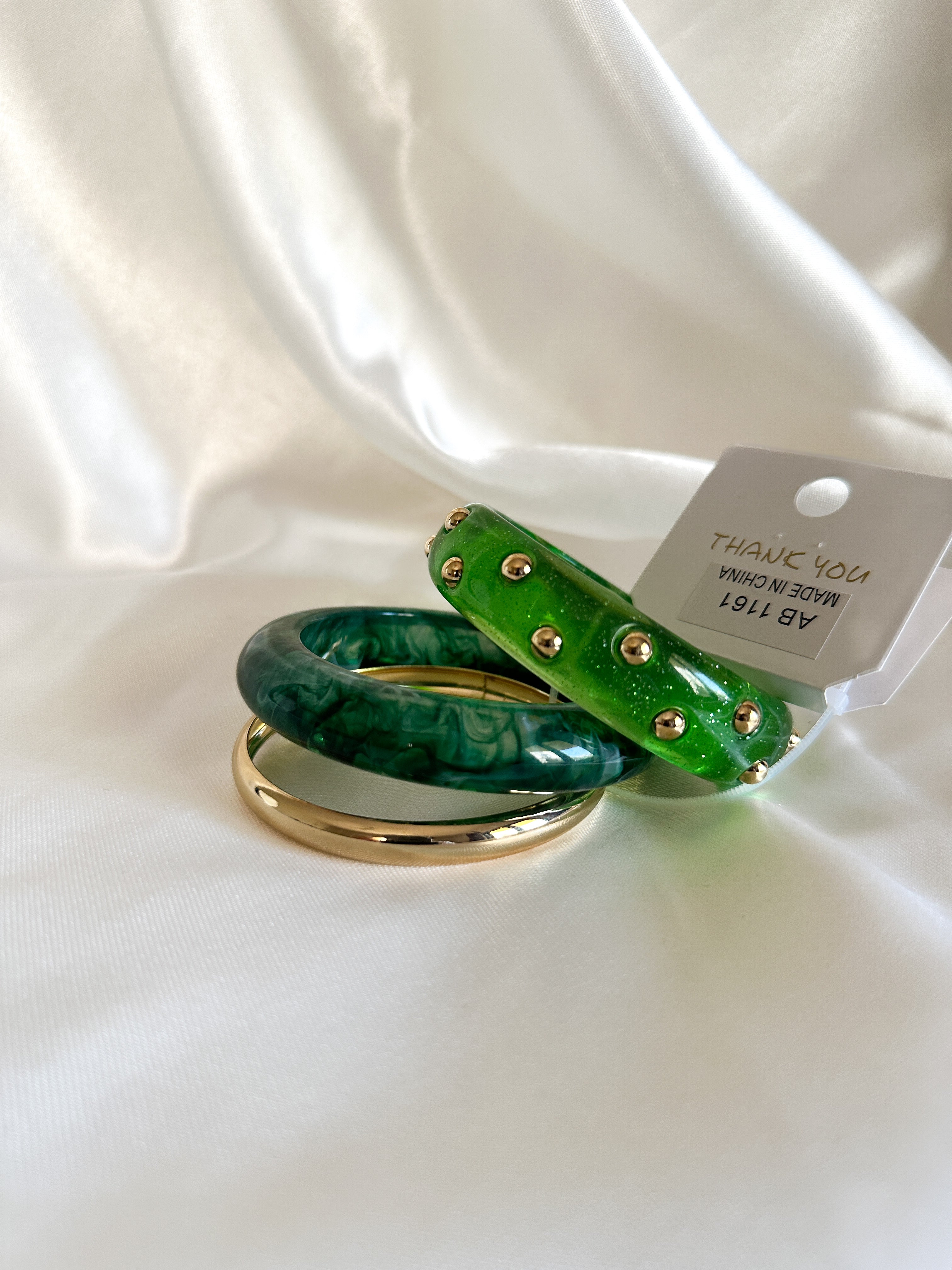 Emerald Stud Bangle Set