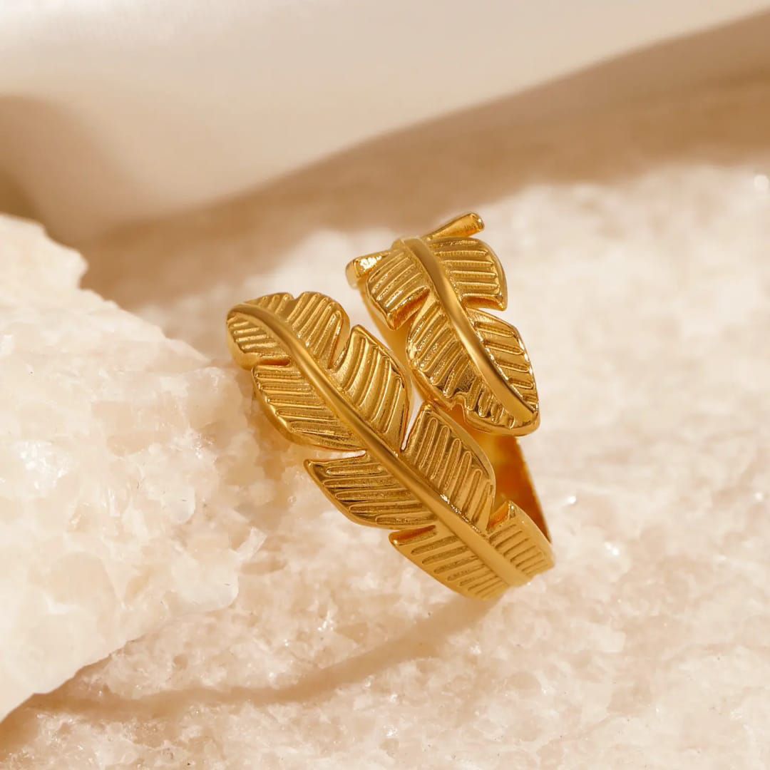 Leaflet Ring 18K Plated Gold Stainless Steel