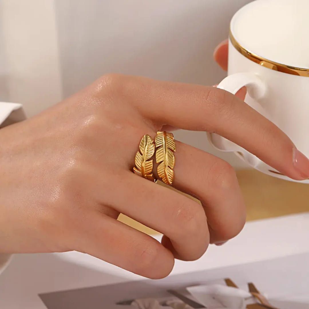 Leaflet Ring 18K Plated Gold Stainless Steel