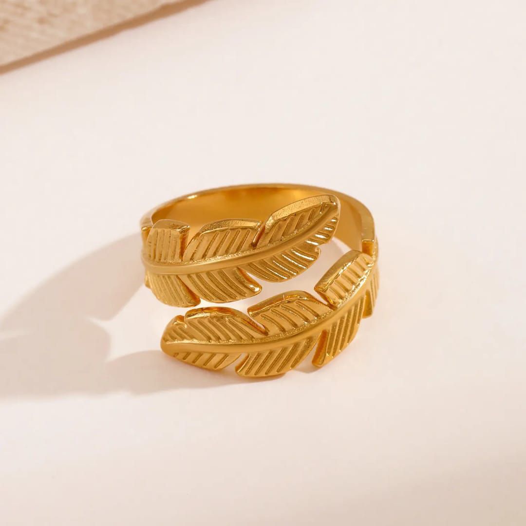 Leaflet Ring 18K Plated Gold Stainless Steel